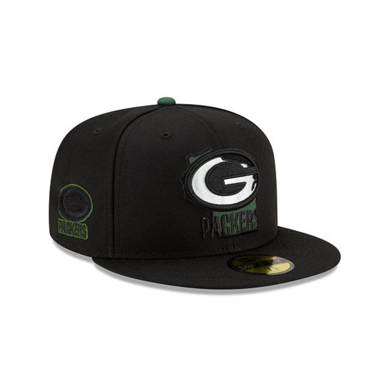 NFL Green Bay Packers State Logo Reflect 59Fifty Fitted (NFY0633) - Black New Era Caps